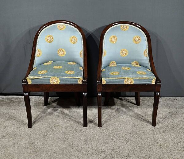 Paire de chaises gondoles en acajou, époque restauration – 1ère partie xixe