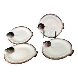 Set of 4 hand painted plates 'Copenhague' by Longwy