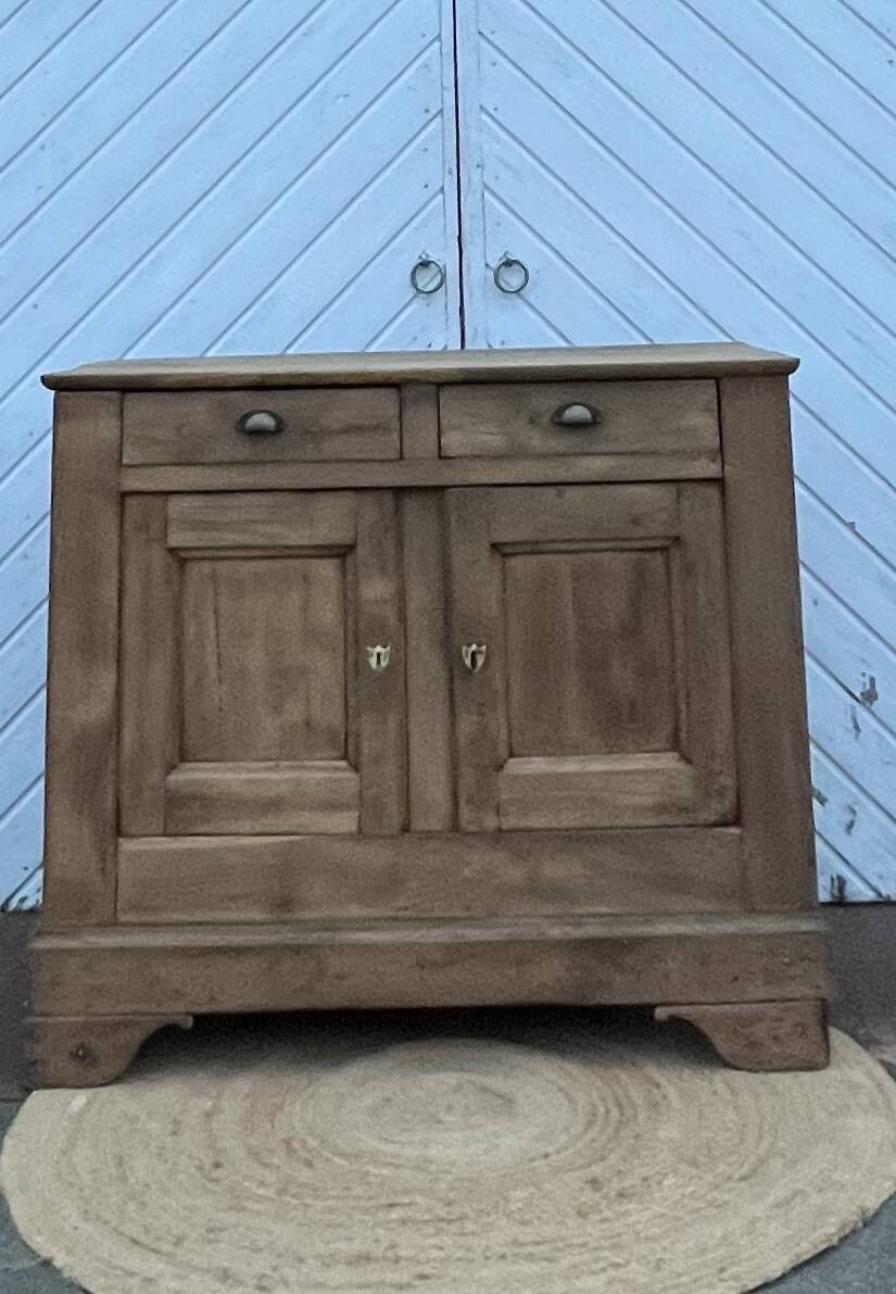 Antique sideboard with 2 drawers in solid raw oak, chic country style