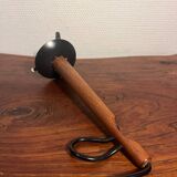 70s metal globe pendant light with Rispal teak support