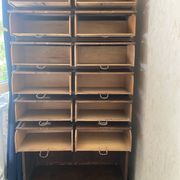 Antique tradesman's cabinet with 12 flap drawers + oak niche - 1930s