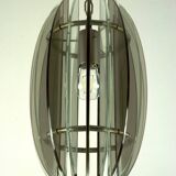 Lustre italien du milieu du siècle en verre fumé et épais transparent par Veca. Italie années 1960