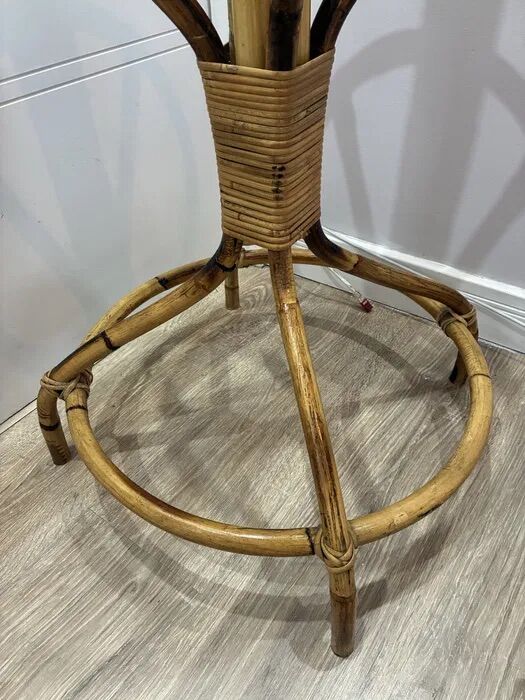 Vintage Italian Bamboo Rattan Coat Stand 1970s