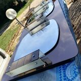 Large double mirrors 3 sconces brown smoked glass fontana arte style 1960 70