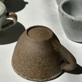 Set of 5 Indonesian ceramic handle coffee cups