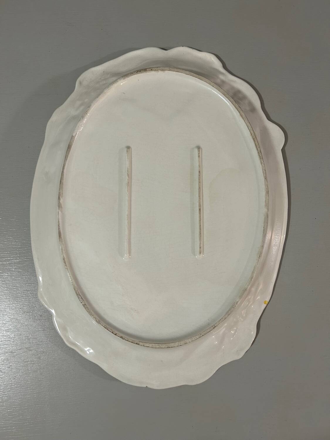 Large old earthenware slip dish