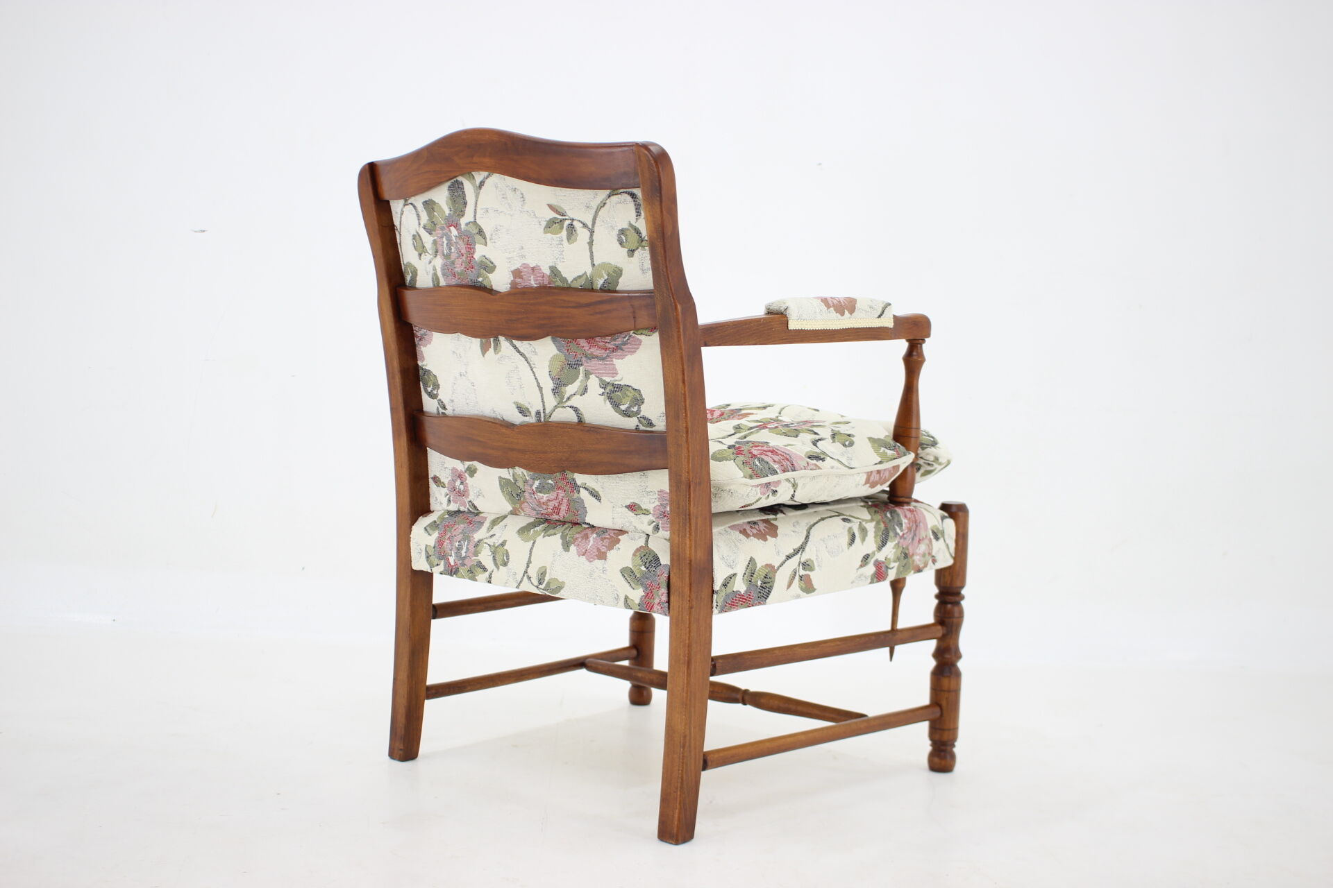 1940s Antique Beech Armchair in Gobelin Fabric,Czechoslovakia