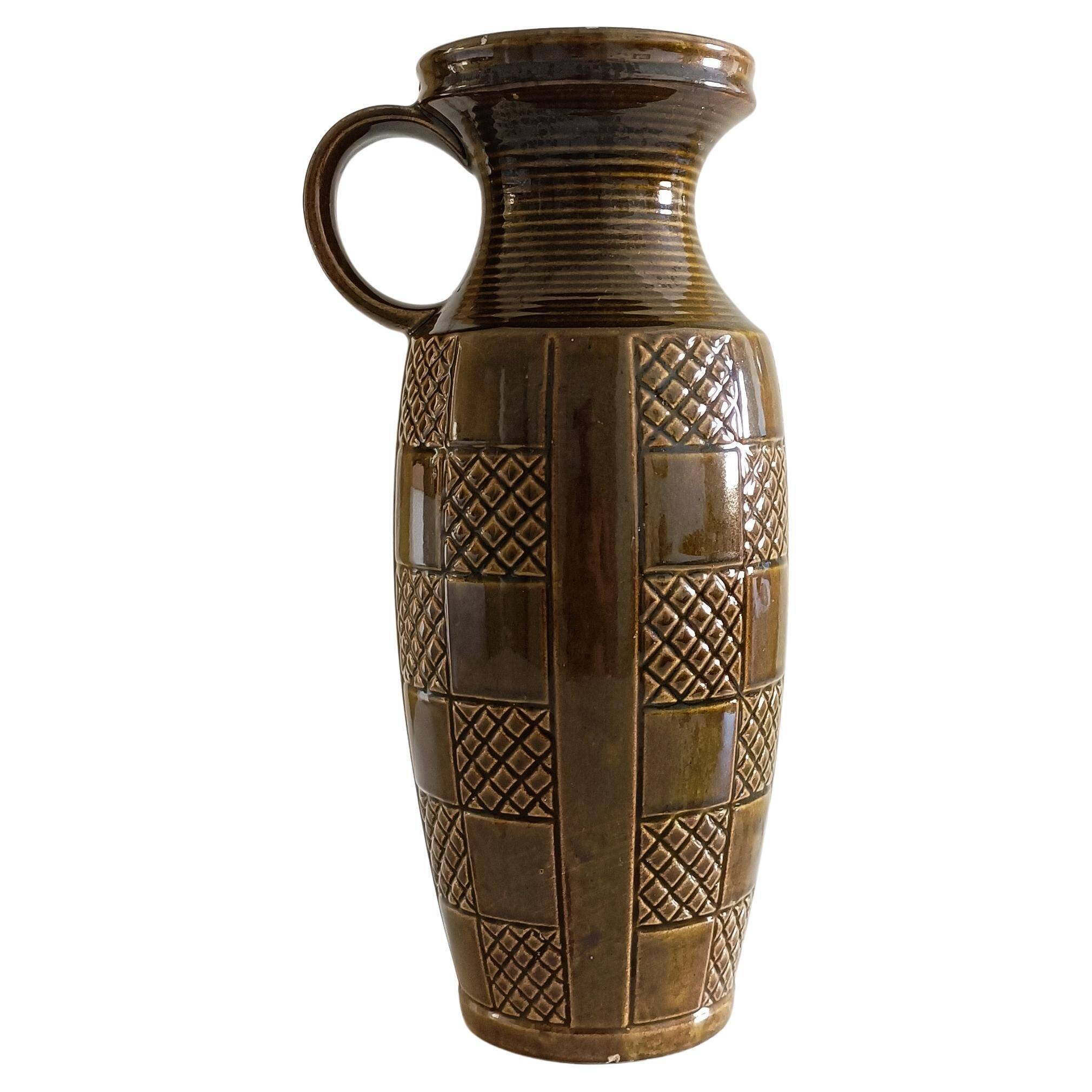 Mid Century West German Ceramic Large Handled Vase by Scheurich, 1950s