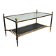 Table basse en laiton et plateau en cuir noir de la Maison Jansen