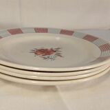 Set of 4 old flat plates from the earthenware factories of St Amand