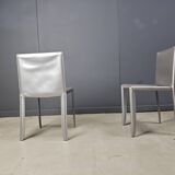 Chaises de salle à manger en cuir gris par Cattelan Italie, lot de 8 - années 1980