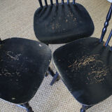 Three black Baumann bistro chairs