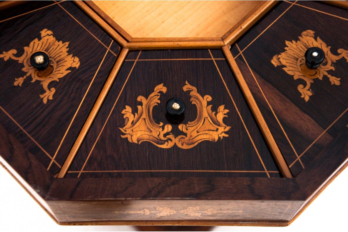 Antique thread table, Northern Europe, late 19th century.