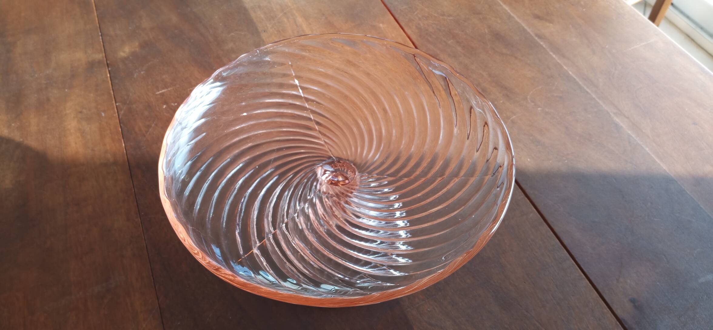 Pink glass shower bowl