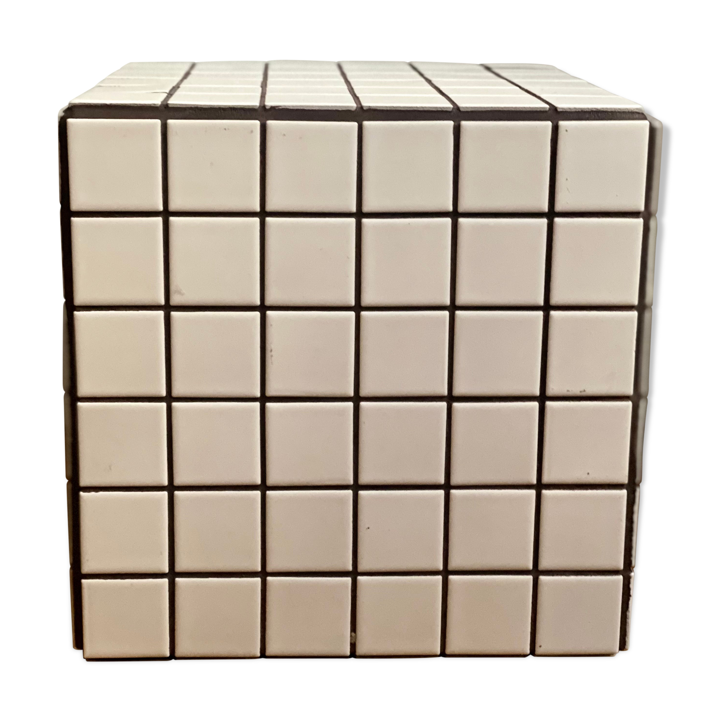 Side table cube gigi tile mosaic white joint black sofa end