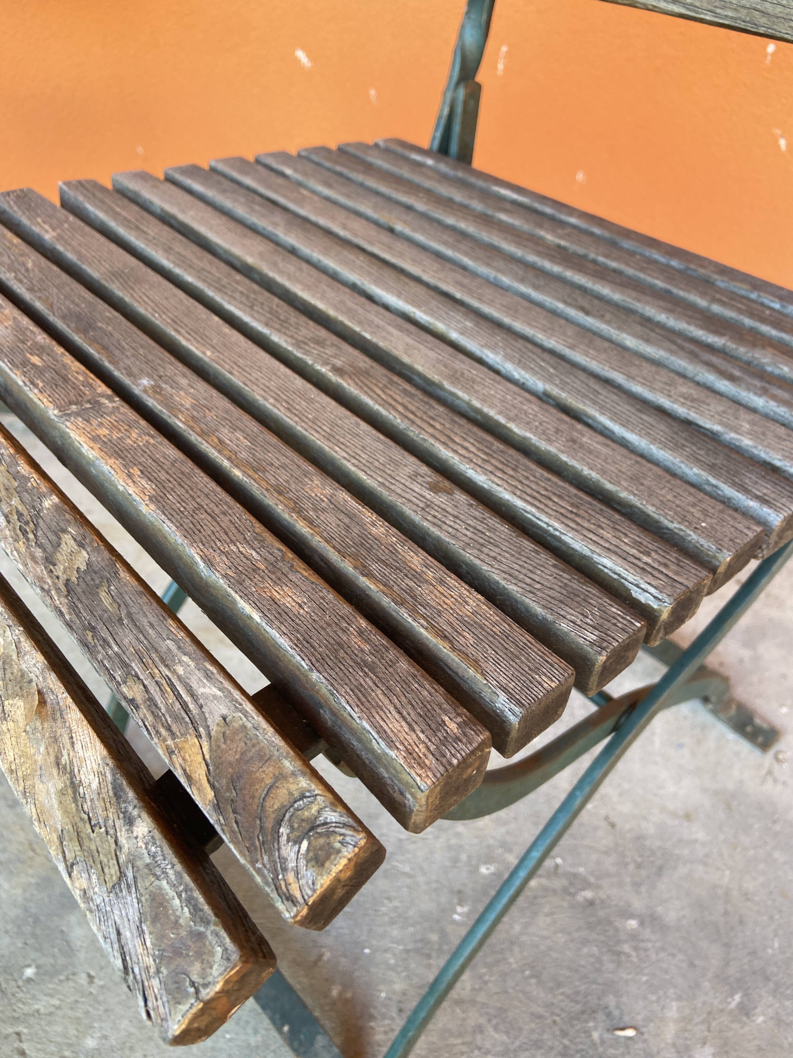 4 folding chairs vintage terrace bistro 60s in metal & wood