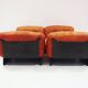 Set of four modular sun loungers by Giuseppe Munari upholstered in cognac leather.