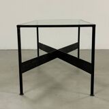 Table basse en fer et verre fabriquée à la main dans les années 60