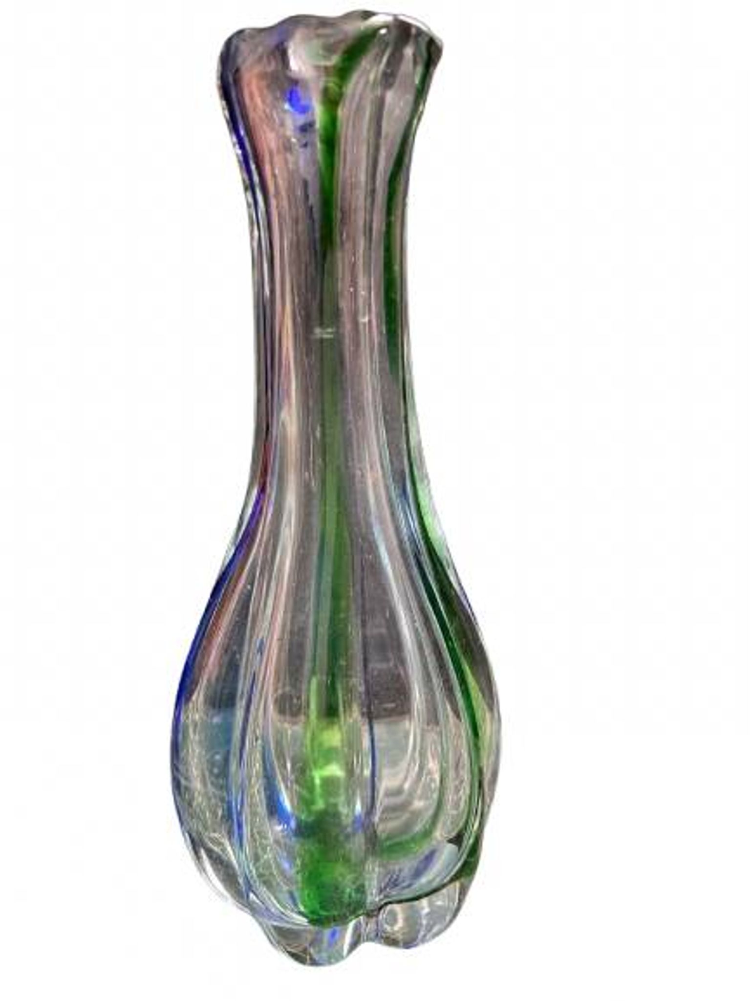 Pair of gourd-shaped glass vases with swirling decoration