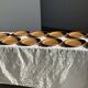 11 assiettes à dessert en grès liseré brun Sarreguemines