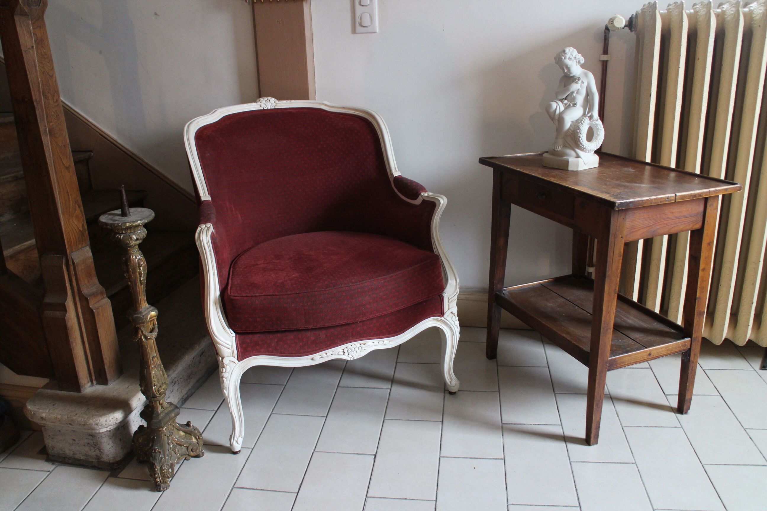 Louis XV style armchair patinated white