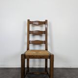 Set of 6 rustic oak straw chairs