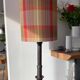 Solid wood lamp with handmade shade, 1940s.
