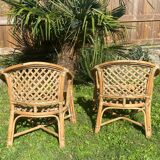 Pair of rattan armchairs