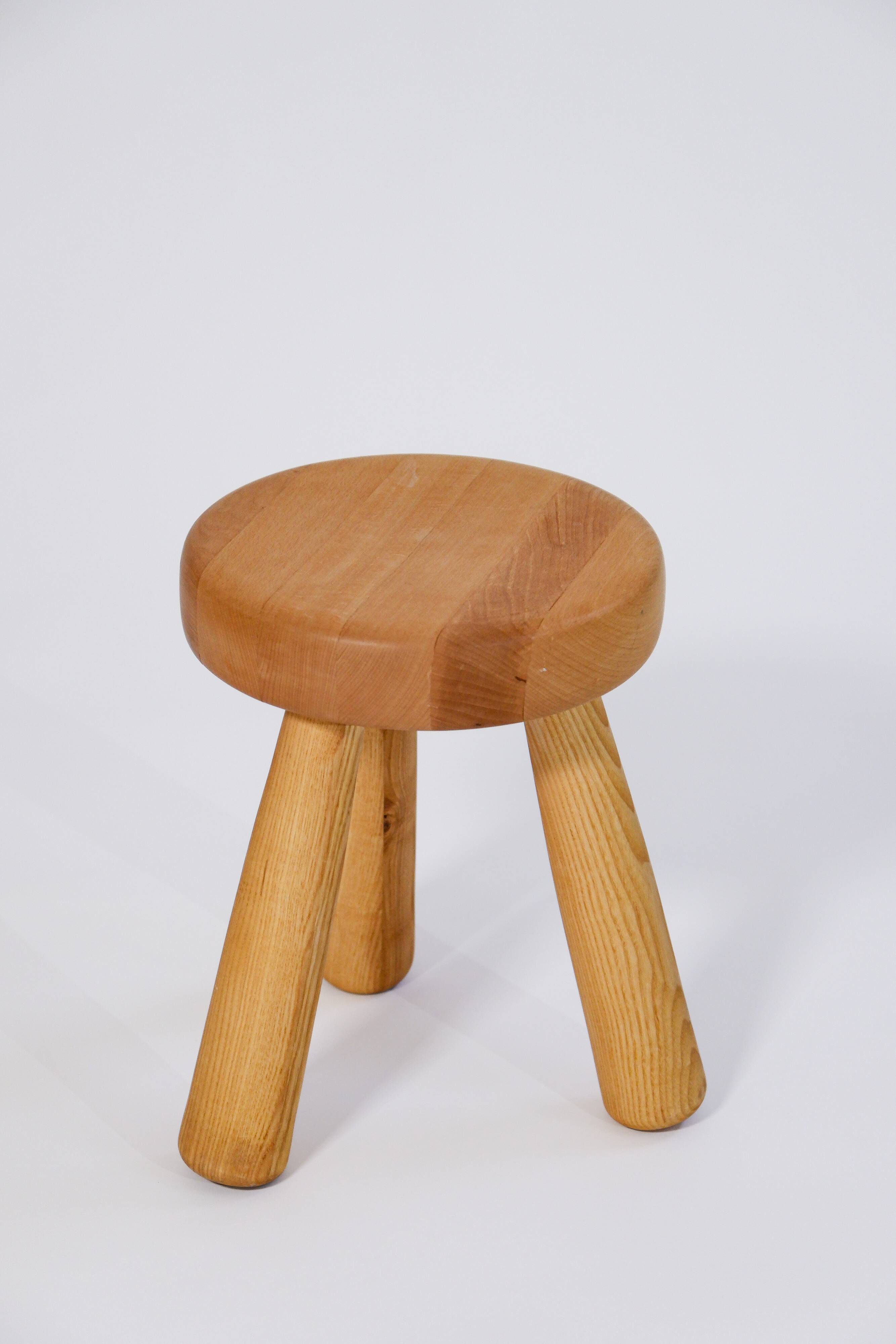 Scandinavian Ingvar Hildingsson stool, beech and ash, 1970, Sweden.