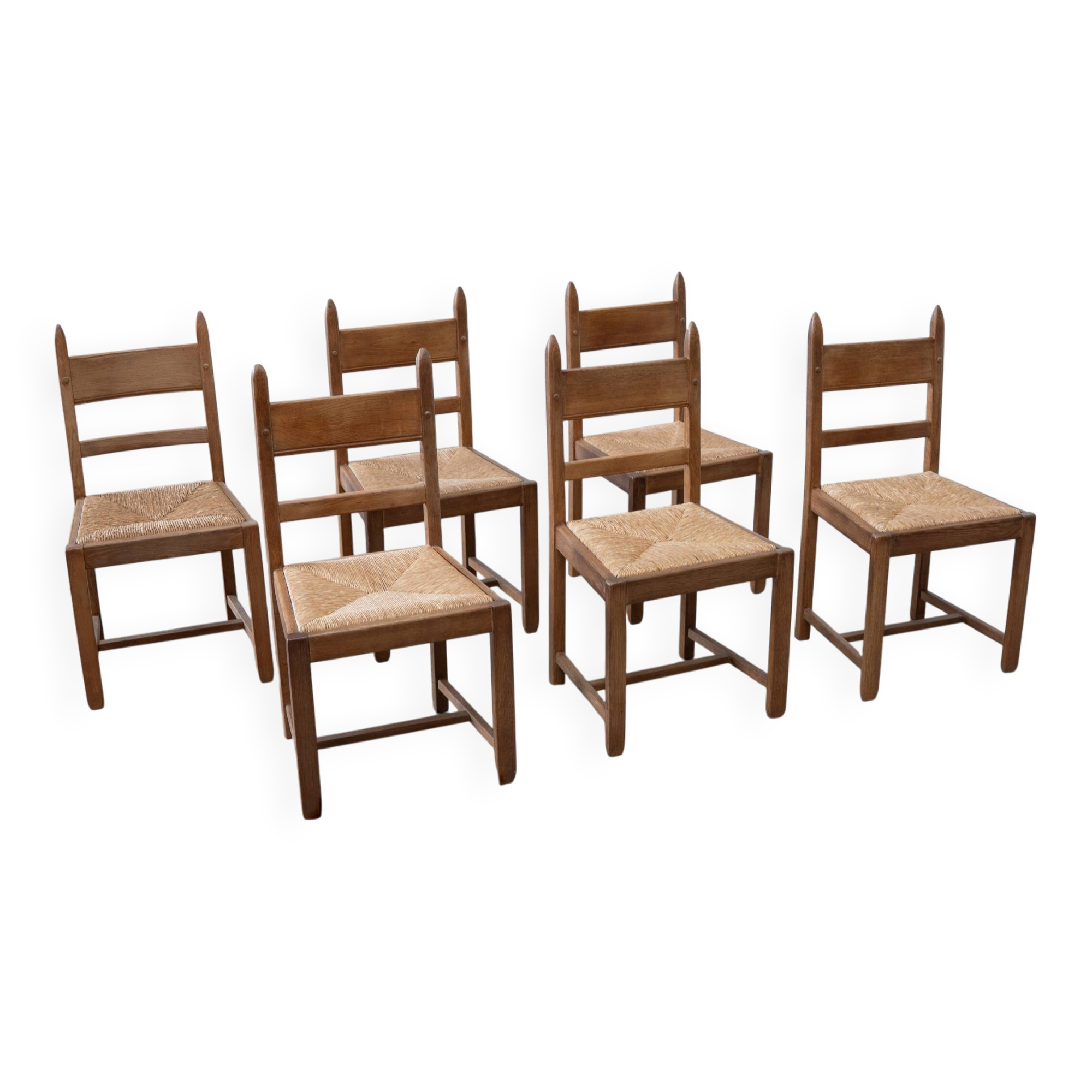 Set of six French dining chairs