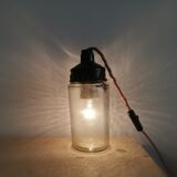 1990s Russian Soviet glass mason jar table lamp lantern Industrial