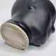 Anthropomorphic pot cover in matt black glazed ceramic, 80s