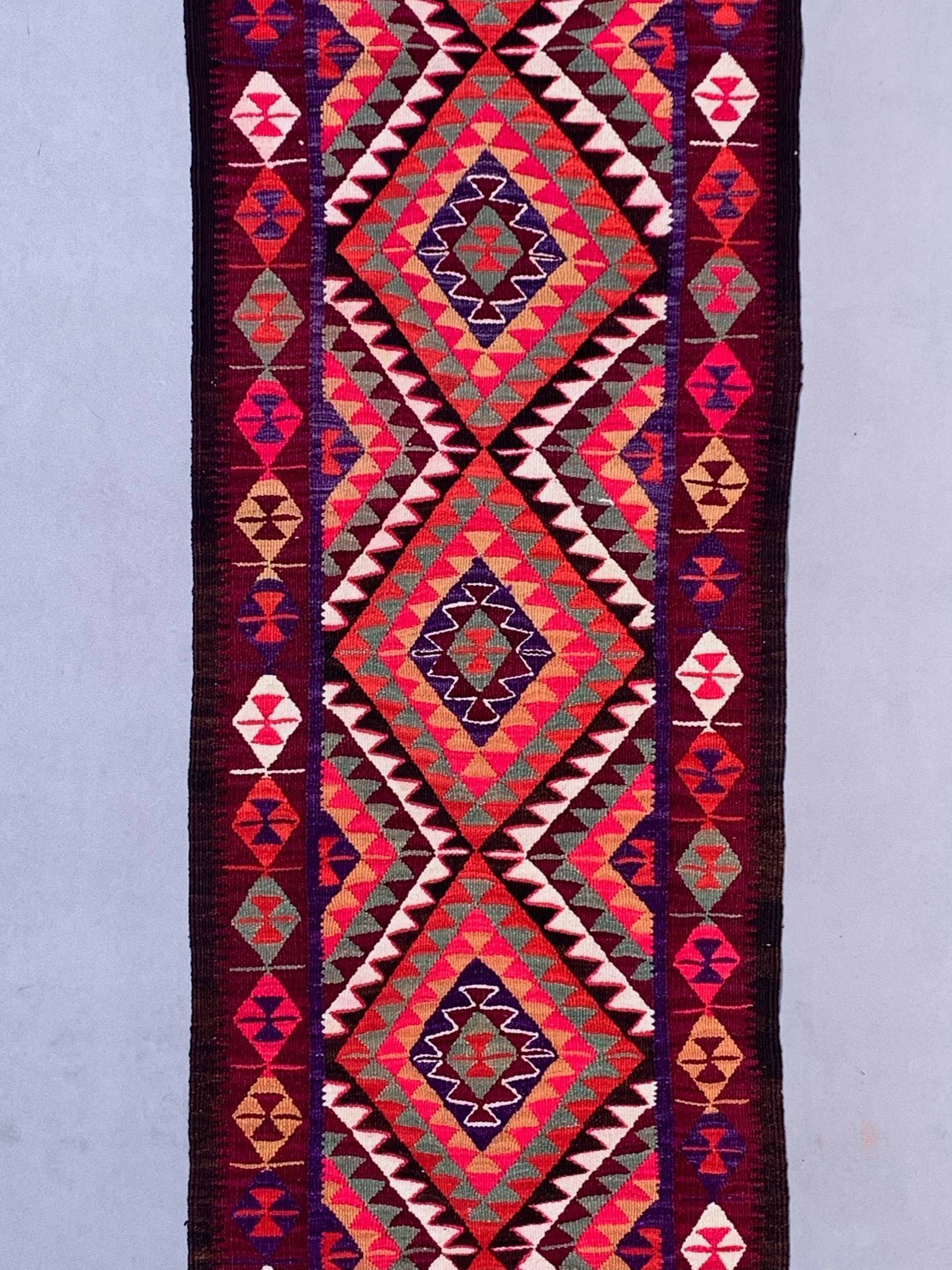 Old turkish kilim runner 275x90 cm