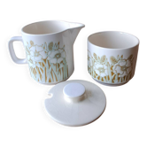 Hornsea Flower milk jug and jam pot. 1970. England
