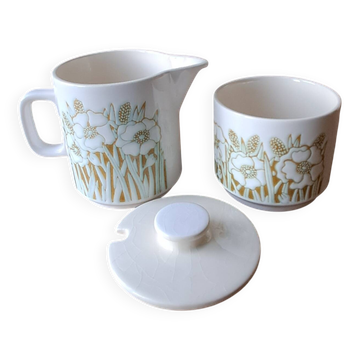 Hornsea Flower milk jug and jam pot. 1970. England