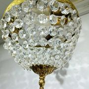 Plafonnier 3 lumières bronze et cristal