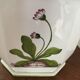 Cover - white ceramic pot decorated with stylized flowers.