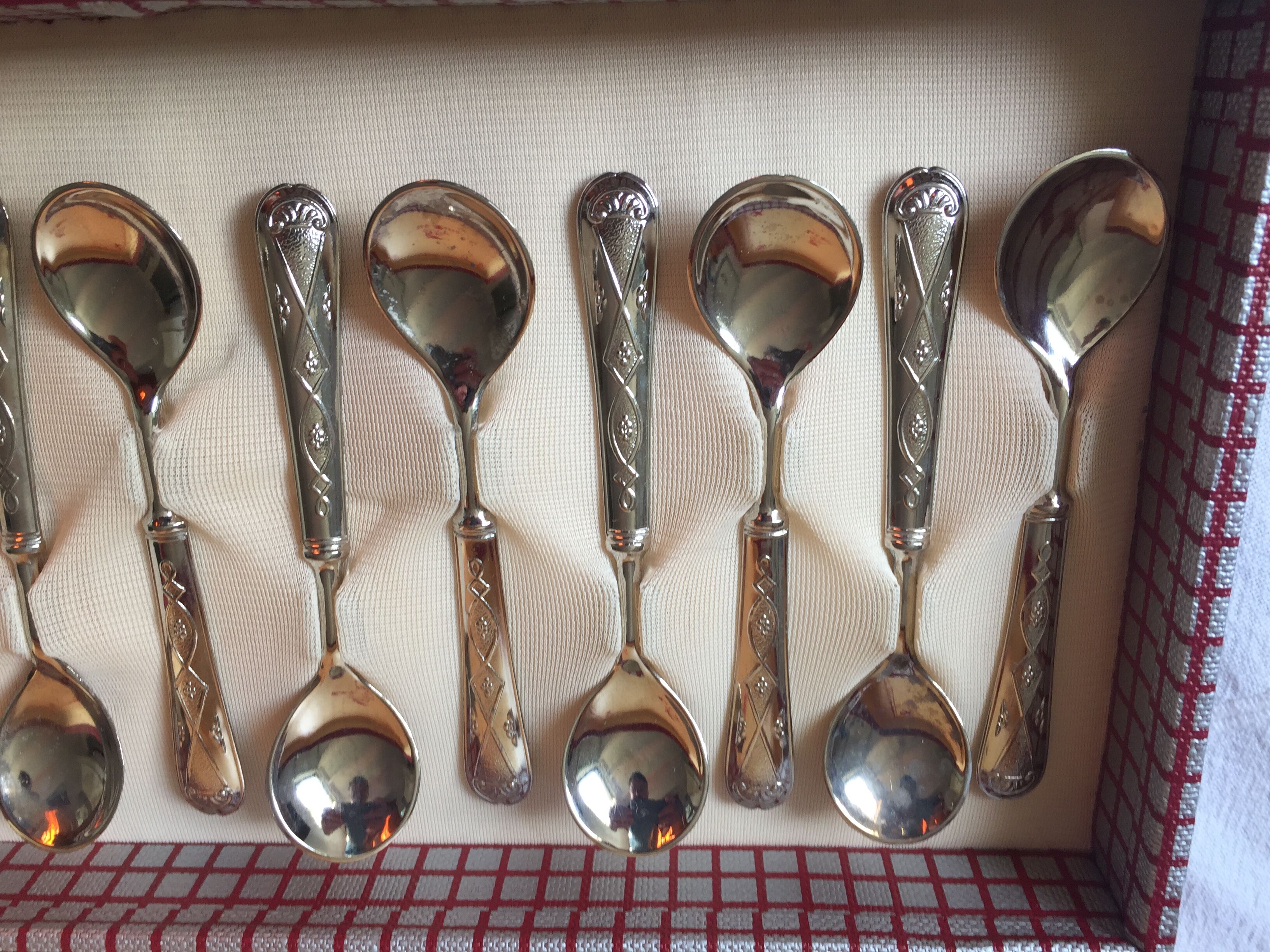 12 spoons la san marco, silver metal, case