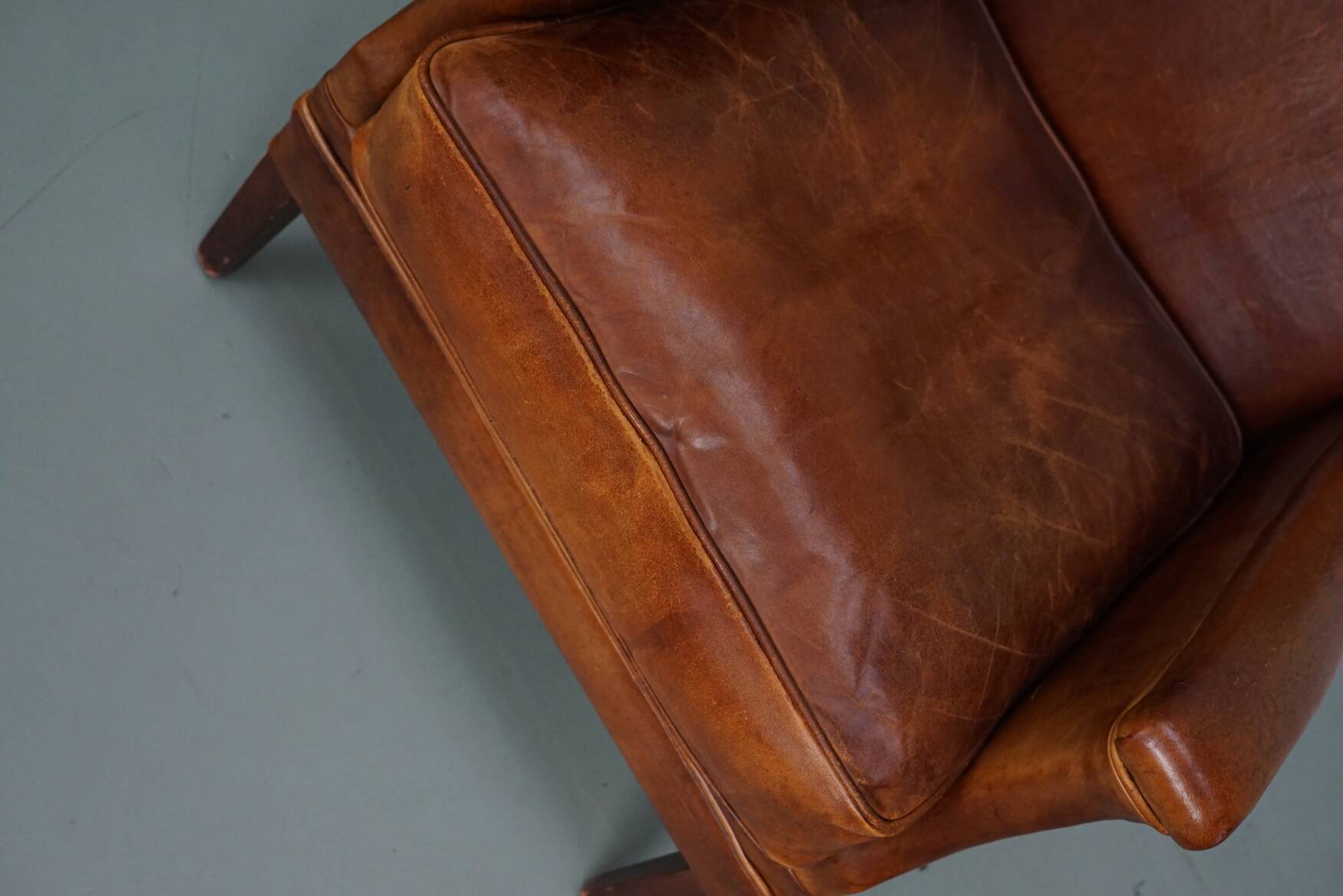 Vintage Dutch Cognac Colored Leather Club Chair