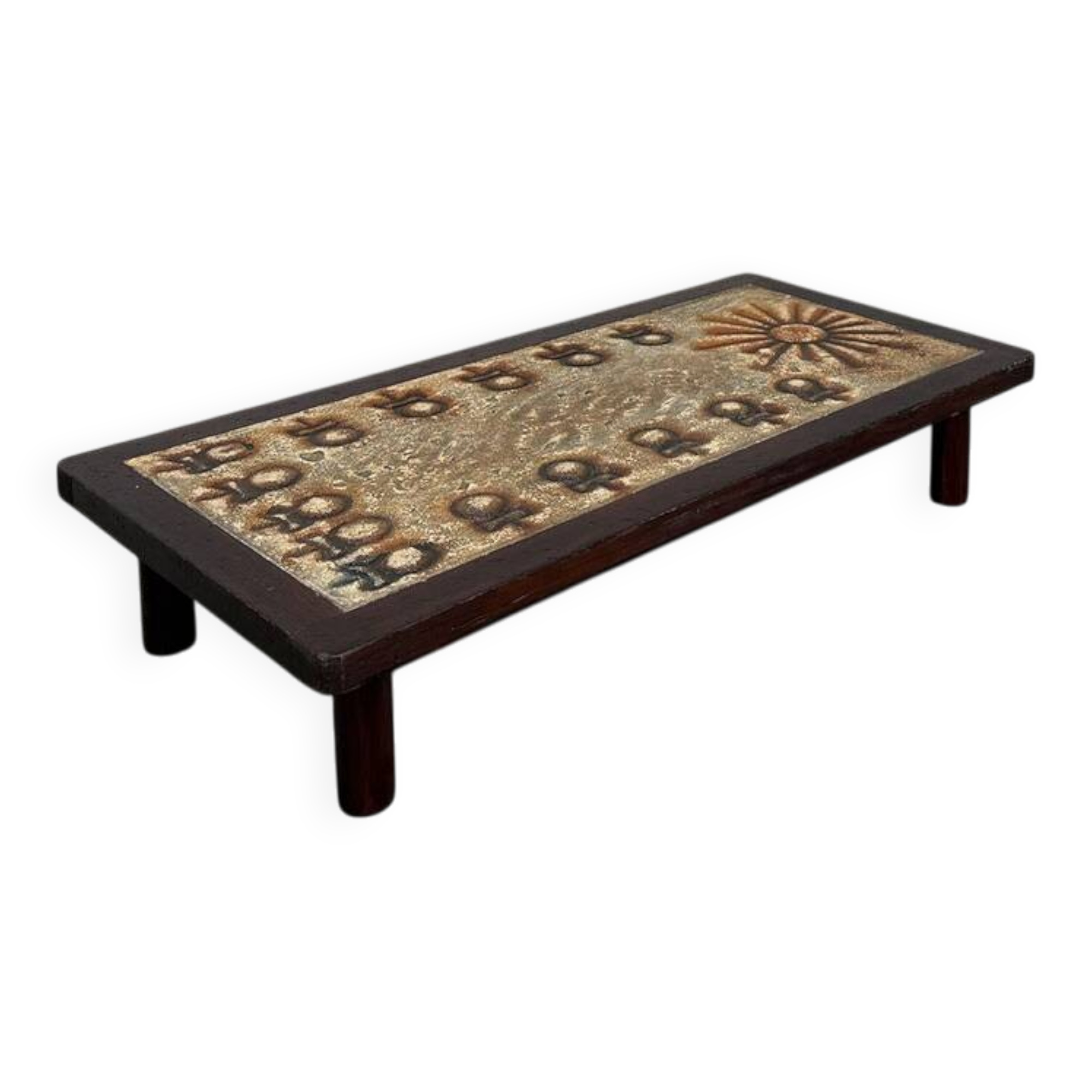 Enamelled lava coffee table 1950 Chaty Vallauris