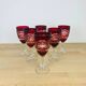 6 antique red Bohemian crystal wine glasses.