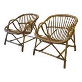 Pair of rattan basket armchairs