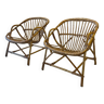 Pair of rattan basket armchairs