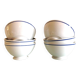 Set of six white bowls with blue edging from the Sarreguemines faience factories / vintage 70s