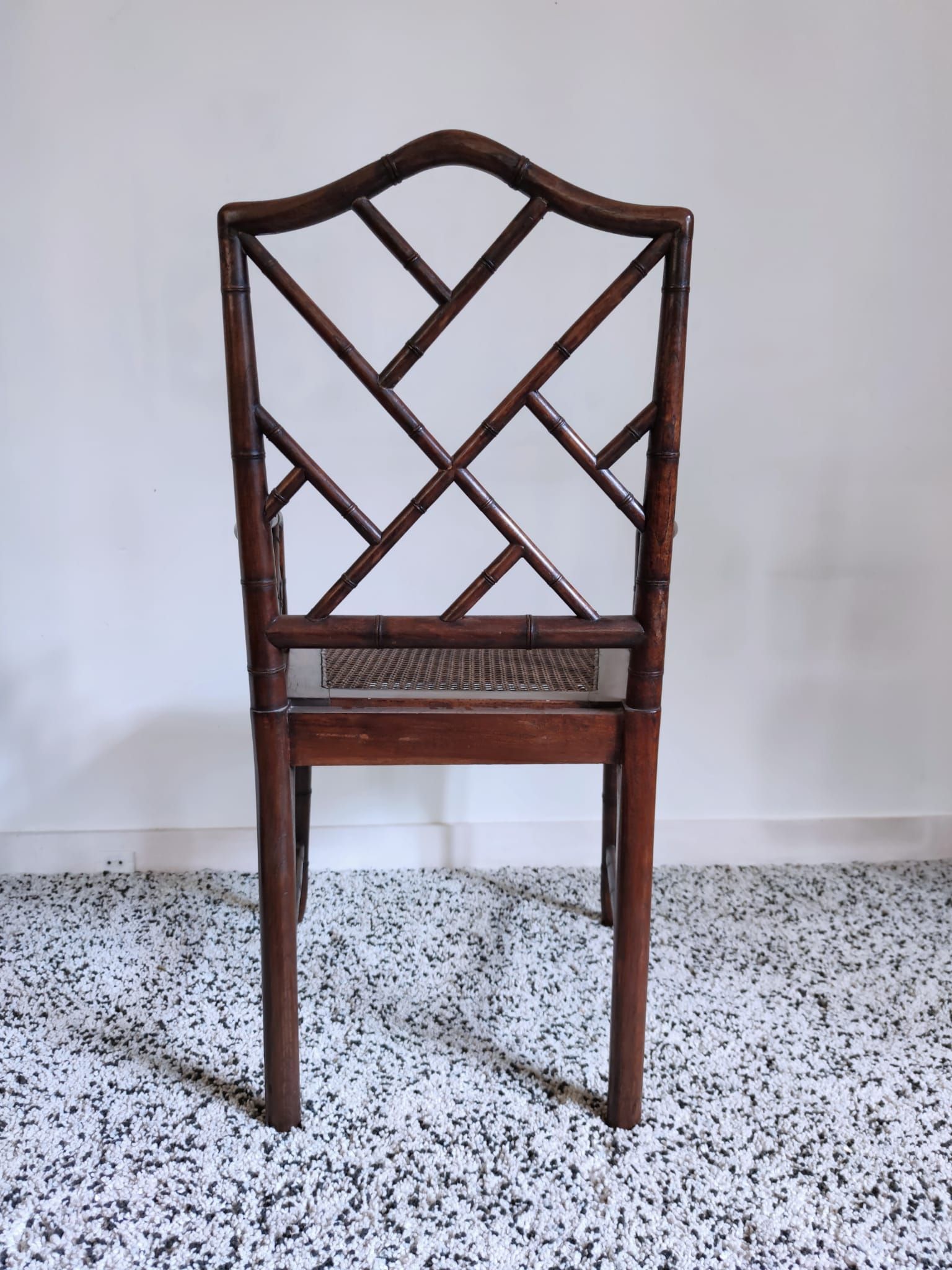 Asian canine armchair in wood in imitation of bamboo