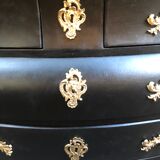 Chest of drawers "tomb" patinated black regency style