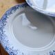 4 antique flat plates from Sarreguemines U&C in the Mimosa blue pattern.