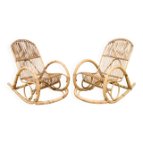 Pair of rattan rocking chairs by Rohe Noordwolde