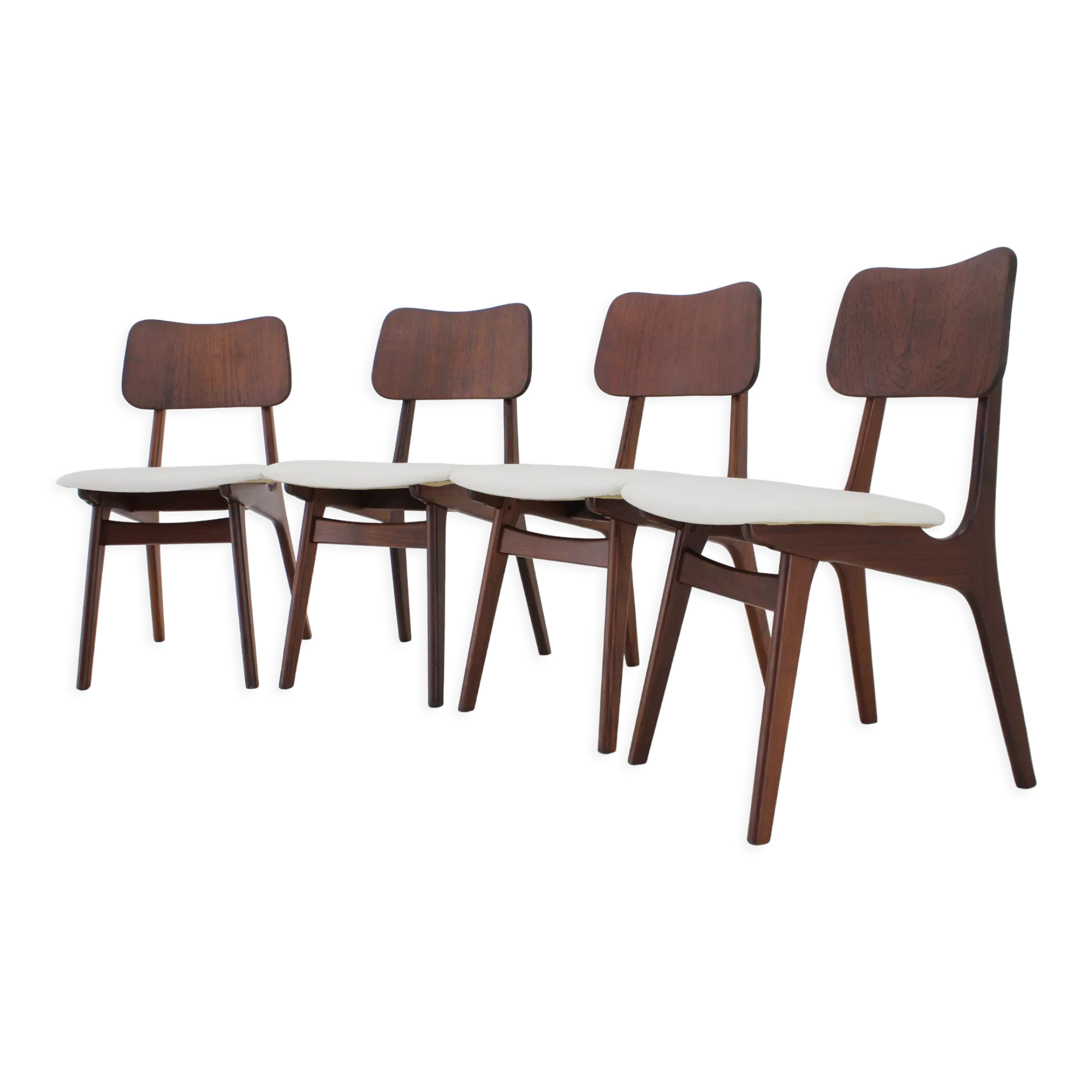 1960s Ib Kofod-Larsen Set Of 4 teak Dining Chairs Model 74 Denmark