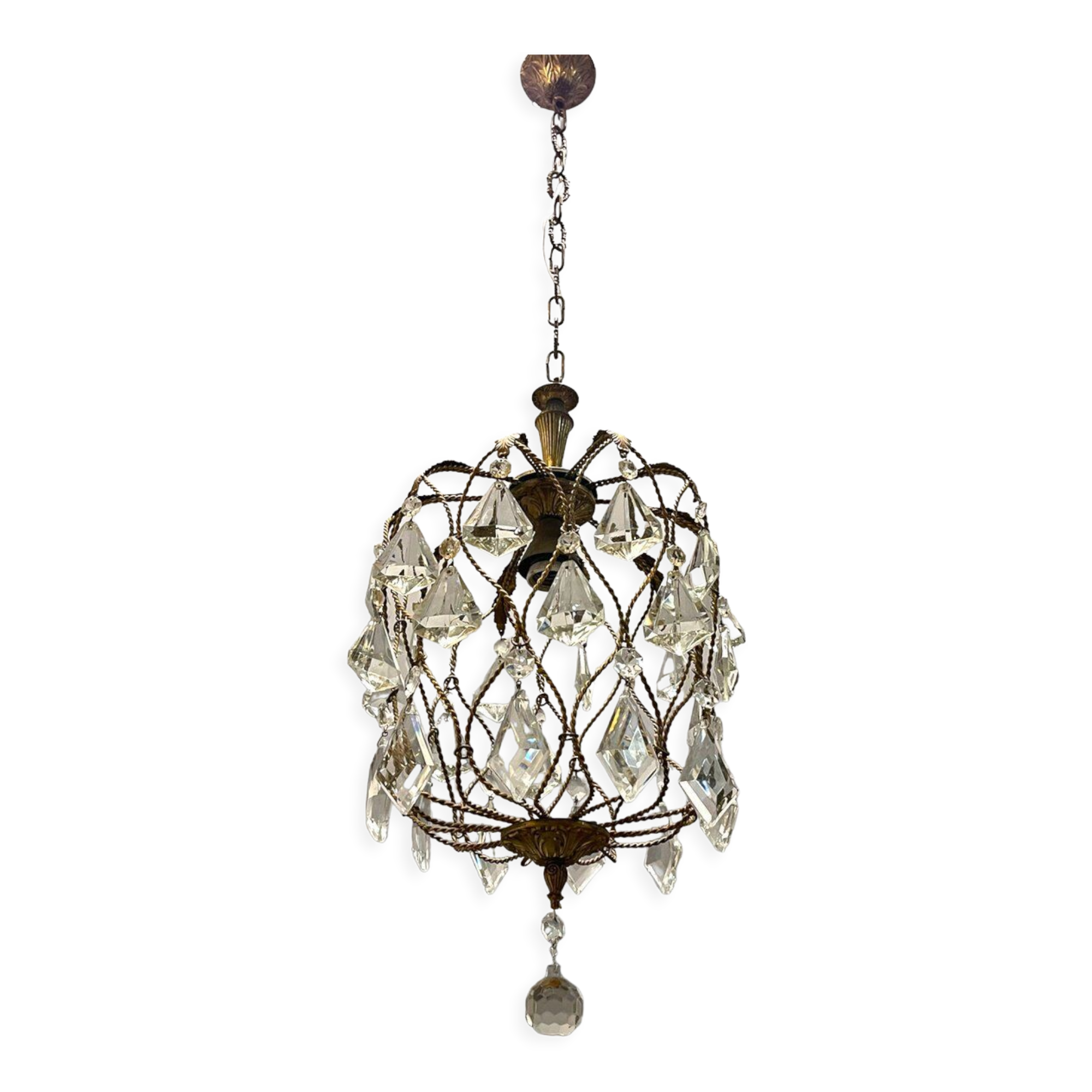 Vintage drop pendant in crystal, 1950s